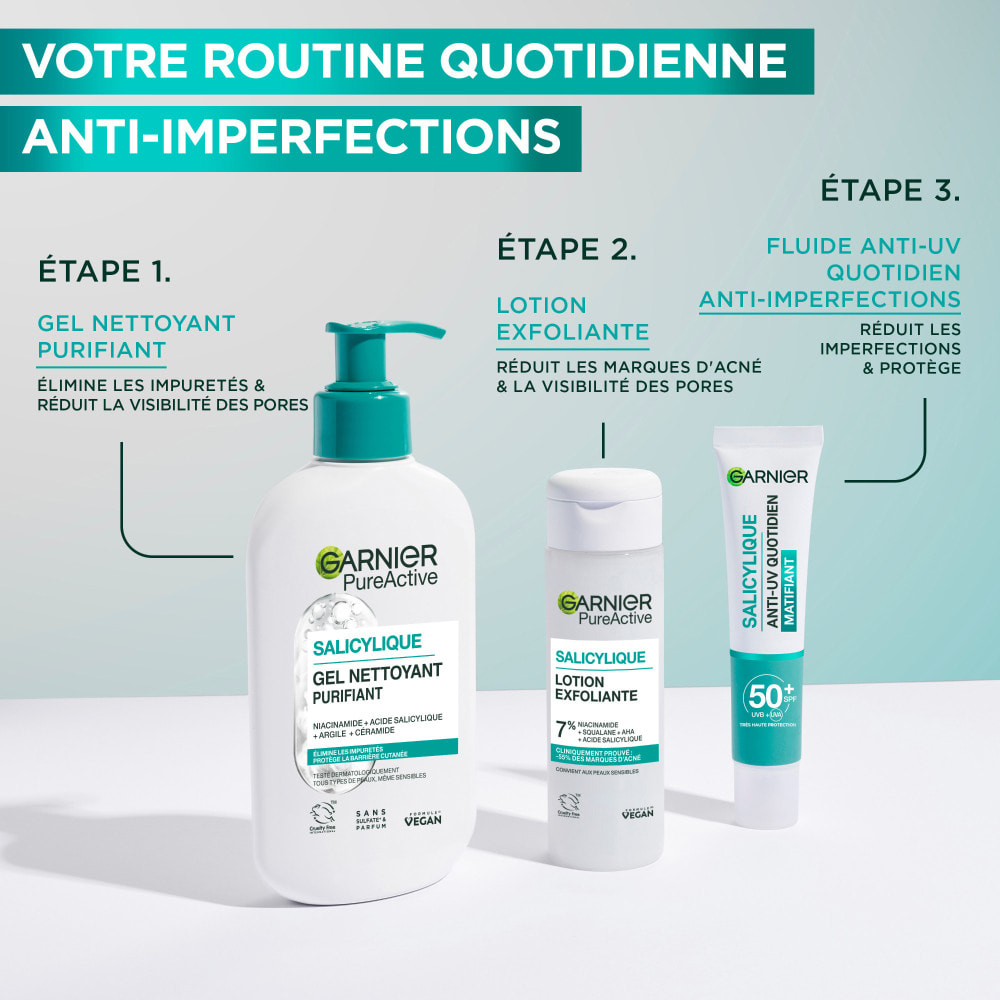 Garnier SkinActive PureActive Salicylique Anti-UV Quotidien Anti-imperfections SPF 50+ 40mL