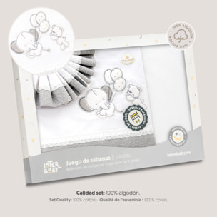 Triptico Minicuna Pasacinta Oso Elefante Globos Bco/Gris