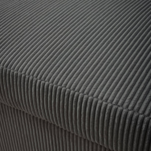 Canapé convertible arrondi 2 places velours côtelé gris foncé L 168 x P 90 x H 88cm - Lino