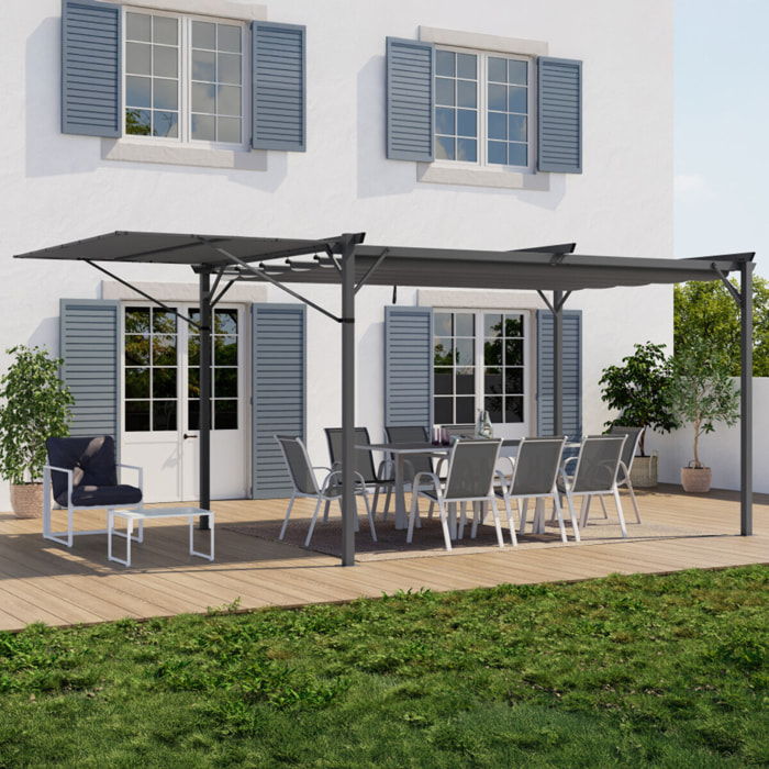 Pergola Marina en acier avec toit rétractable et inclinable 3x4m