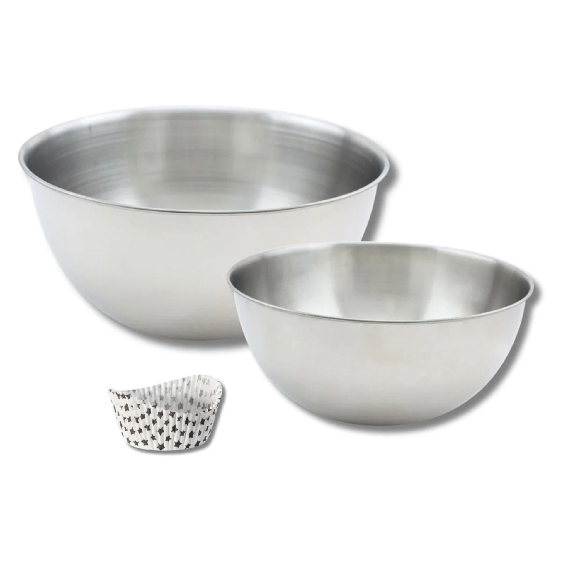 Lot de pâtisserie comprenant 50 moules à muffins étoile, 1 spatule ZENKER et 2 bols à mixer Fackelmann