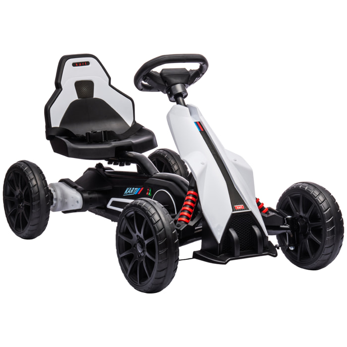 Kart électrique pour enfant 12V - Vitesse réglable 3-5km/h pour enfants de 3 à 8 ans - siège réglable ceinture de sécurité et 5 roues - blanc