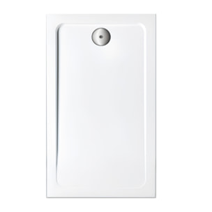 Receveur de douche 90 x 76 cm Flight rectangle blanc avec bonde verticale chromé