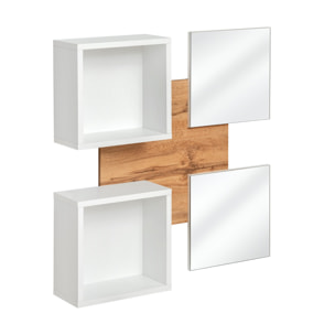 Mobile Ingresso Moderno Con Specchi E Vani A Giorno Consolle Sospesa Design Elegante Salvaspazio Per Corridoio 100 x 170 x 30 Cm Bianco E Rovere
