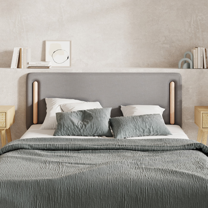 Tête de lit en tissu gris 140 cm - Katia