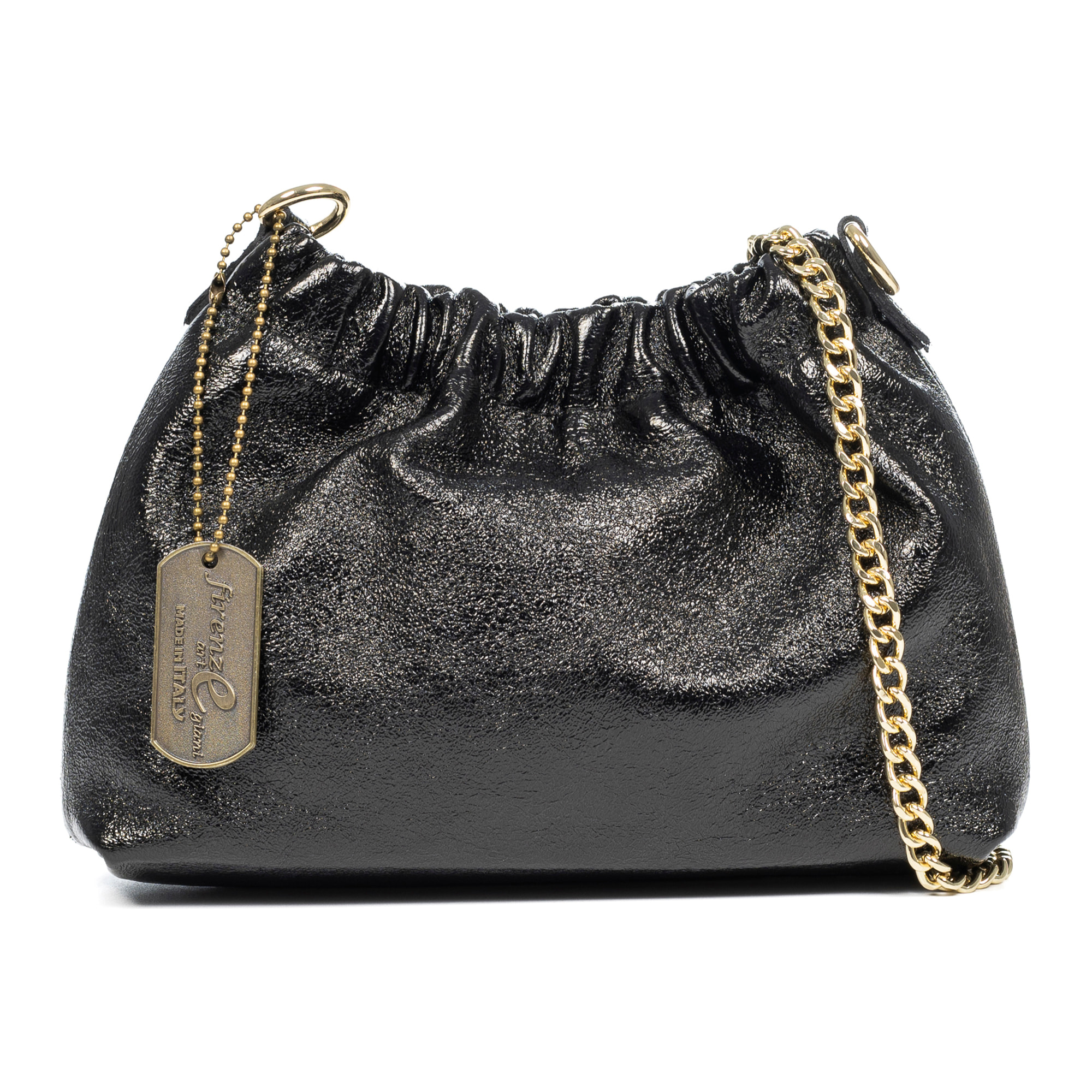 Ascea bolso bandolera piel auténtica laminado con correa metal