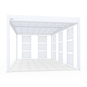 Carport aluminium Blanc Trigano - LIBECCIO + 5 claustras - 16 m²