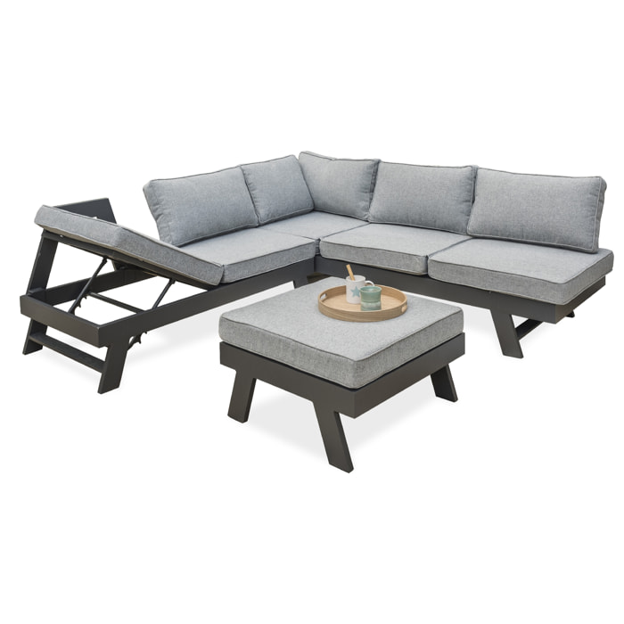 NEWYORK - Salon d'angle de jardin 6 places en aluminium