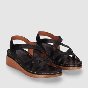 Sandalias de Piel - Negro - Tacón: 5 cm