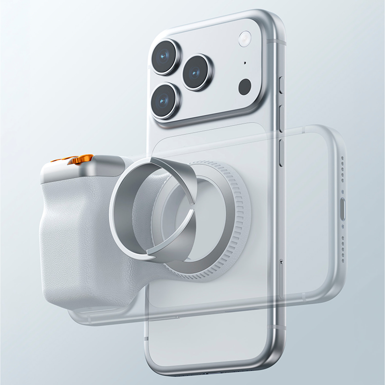 Mango fotográfico magnético para smartphone, control de zoom, botón selfie y disparador. Con conexión Bluetooth y anillo magnético incluido.