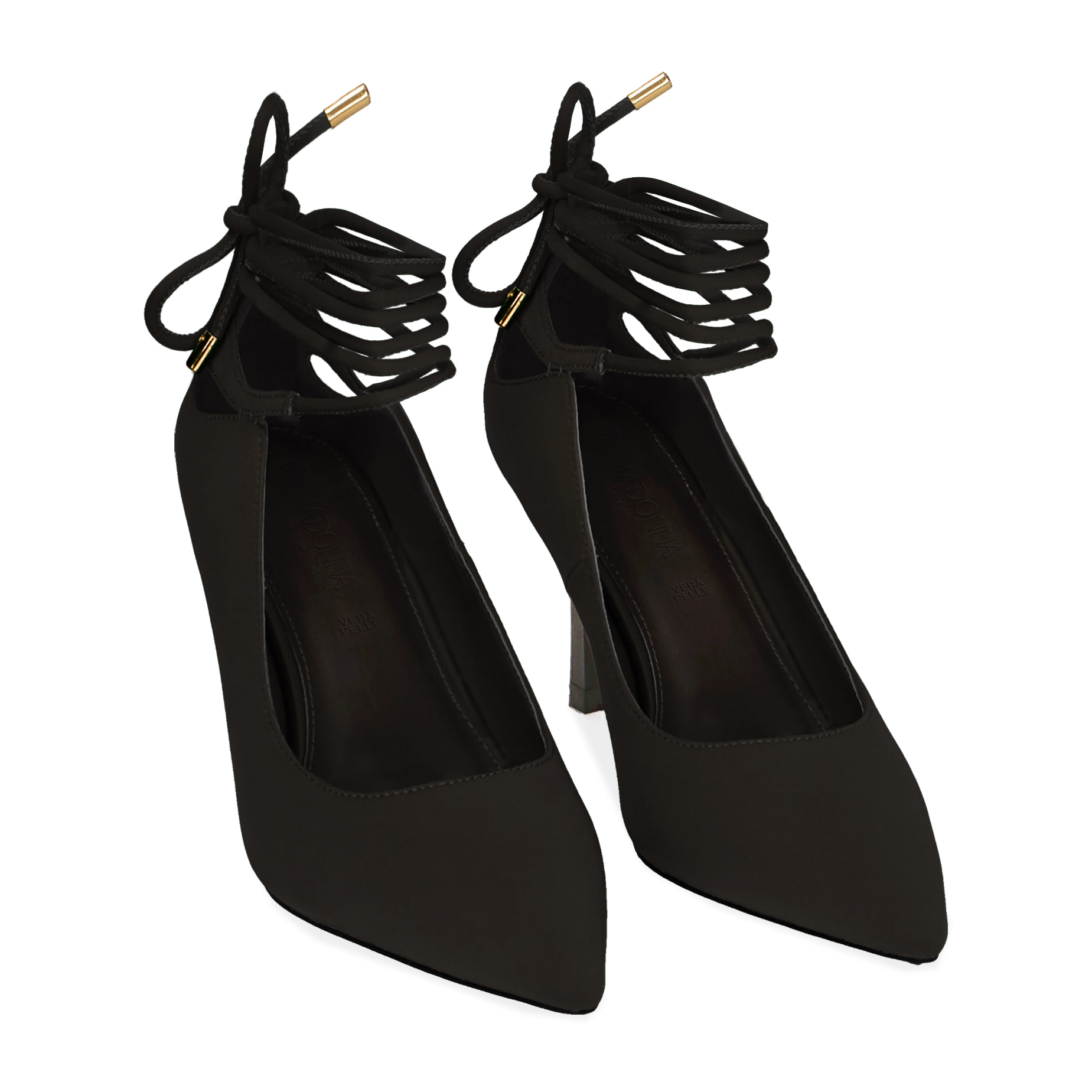 Salón de lycra negro, tacón 8,5 cm.