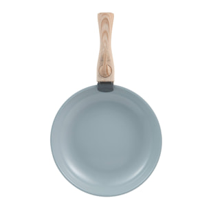 juego de 2 sartenes ø24ø28cm aluminio prensado reciclado verde + mango extraíble