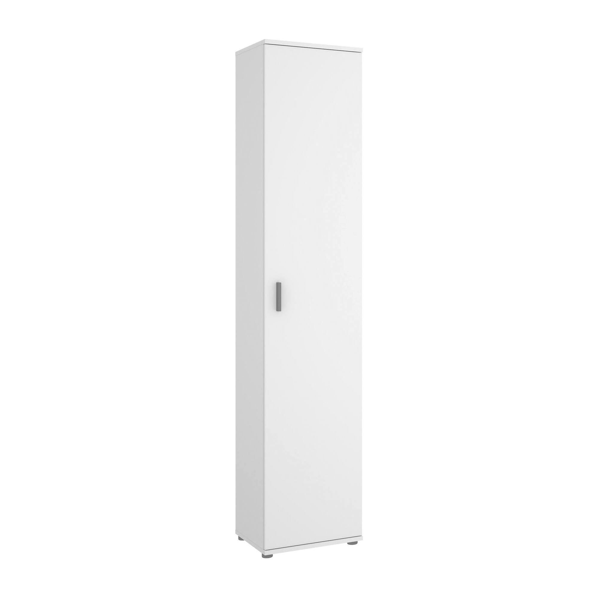 Armadio multiuso Lagalb, Mobile multifunzione portascope, Armadio alto multiuso a 1 anta, 39x35h190 cm, Bianco