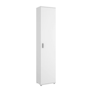 Armadio multiuso Lagalb, Mobile multifunzione portascope, Armadio alto multiuso a 1 anta, 39x35h190 cm, Bianco