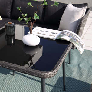 GULO - salon de jardin 9 places résine tressée anthracite