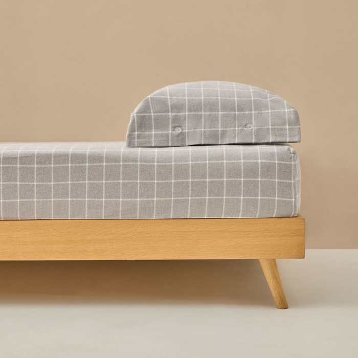 Bajera algodón franela cuadros Onfra color gris Franela de algodón