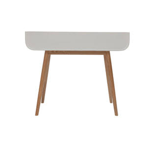 Bureau scandinave blanc et bois clair avec rangements 2 tiroirs L100 cm HALLEN