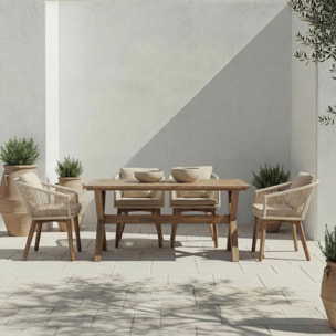 Table de jardin Jade -bois massif d'acacia-couleur naturel 160 x 75 x 90 cm