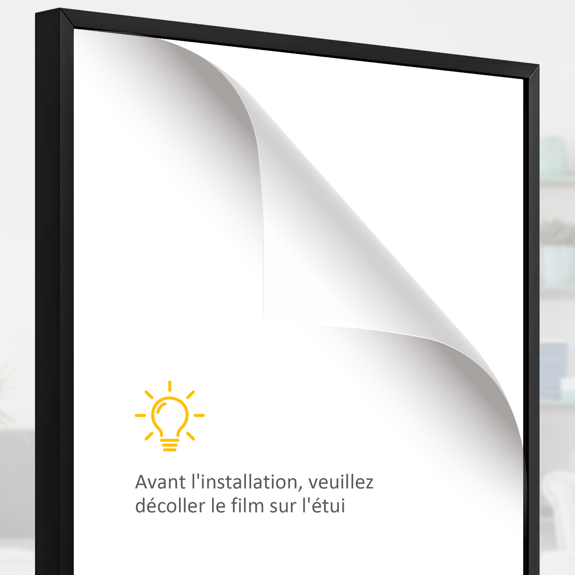 Frame box T-frame cadre aluminium pour maillot porte acrylique doublure interne feutre 60 x 80 cm noir