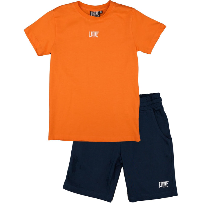 Set completo da bambino in cotone con t-shirt e pantaloncini Leone Basic