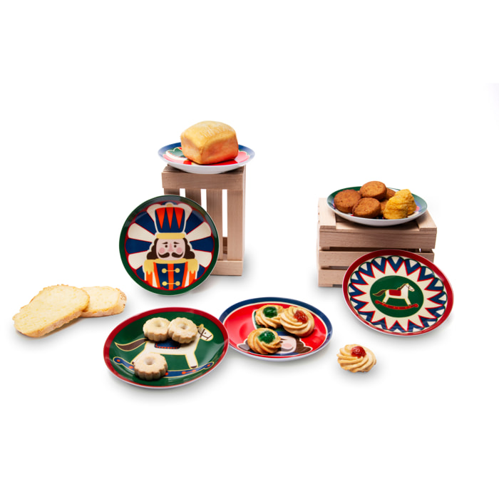 Set de 6 assiettes apéritif Excelsa - Vintage Christmas, Porcelaine Multicolore