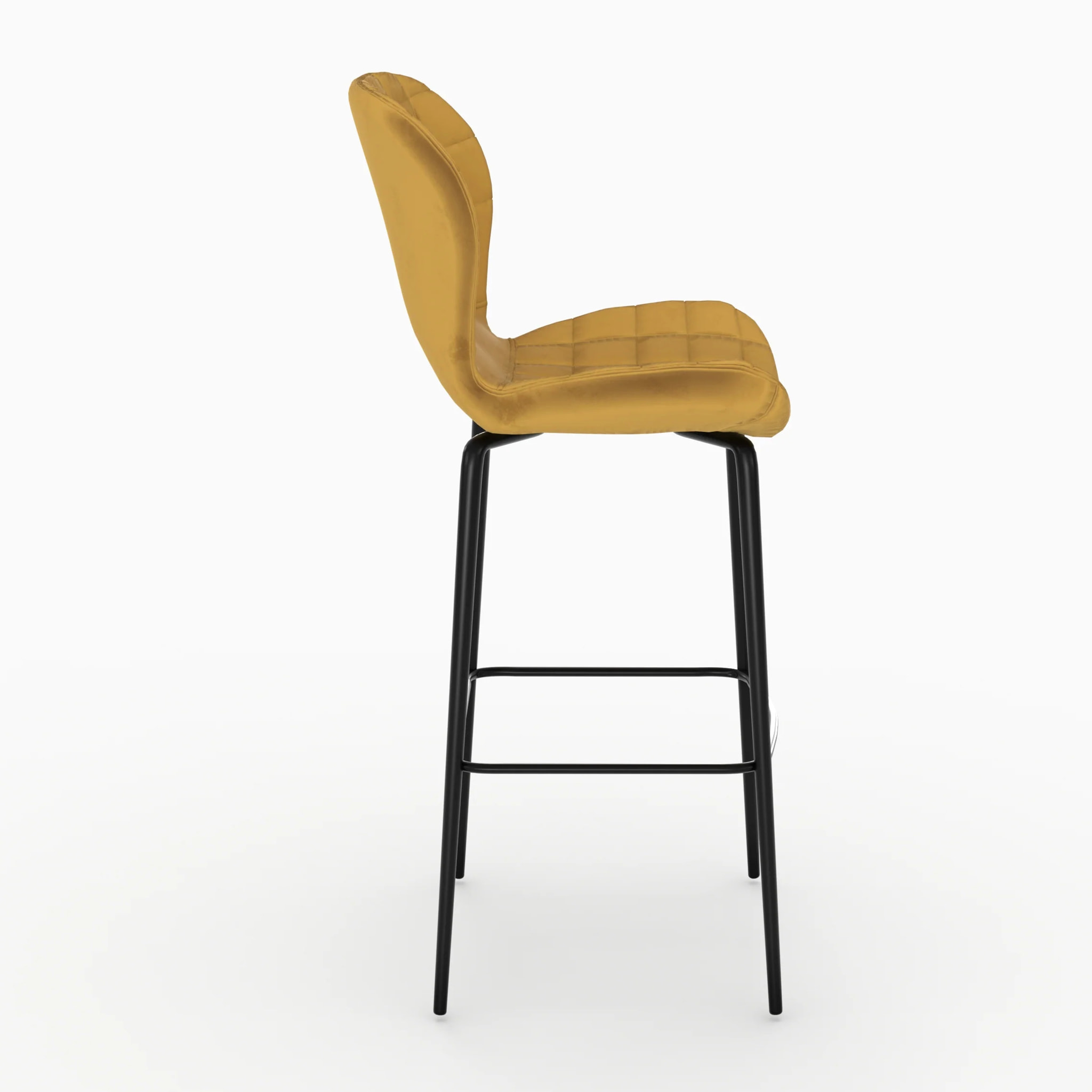 Lot de 2 chaises de bar en velours jaune curry 75 cm - Mazzia