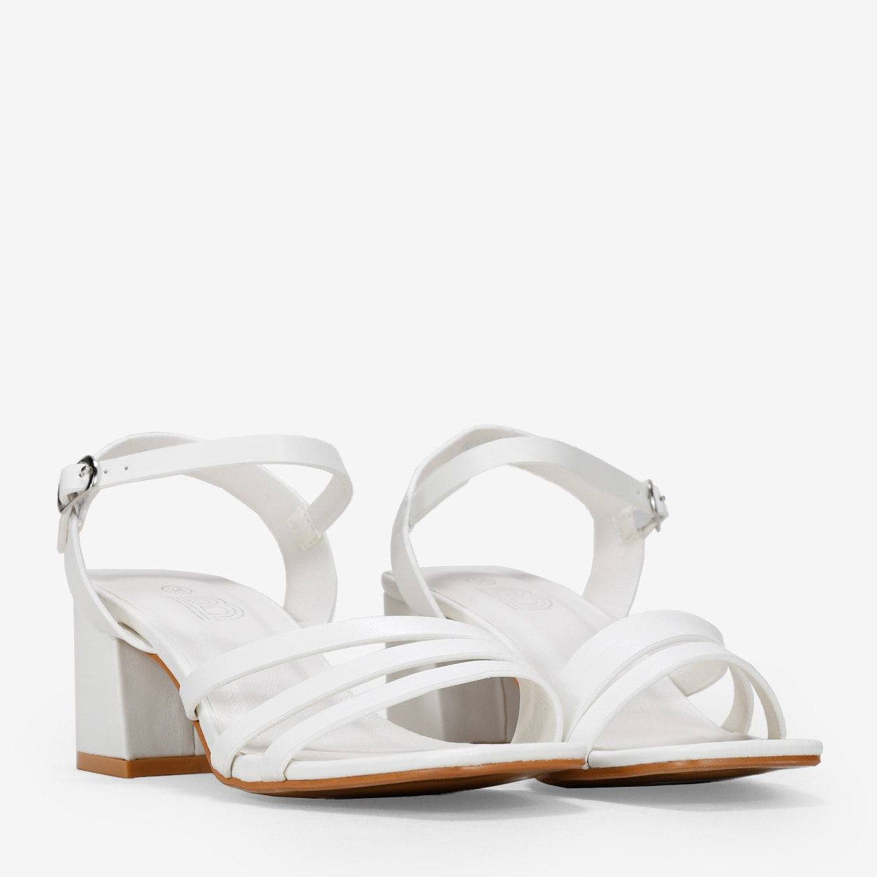 Sandalias de tacón ancho blancas