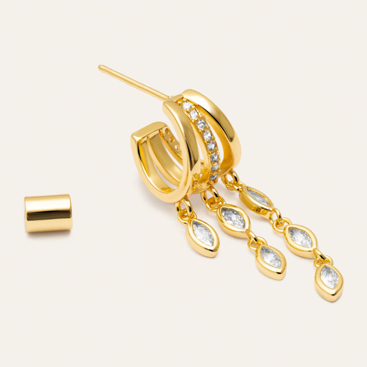 Pendiente Suelto Triple Drip Baño Oro