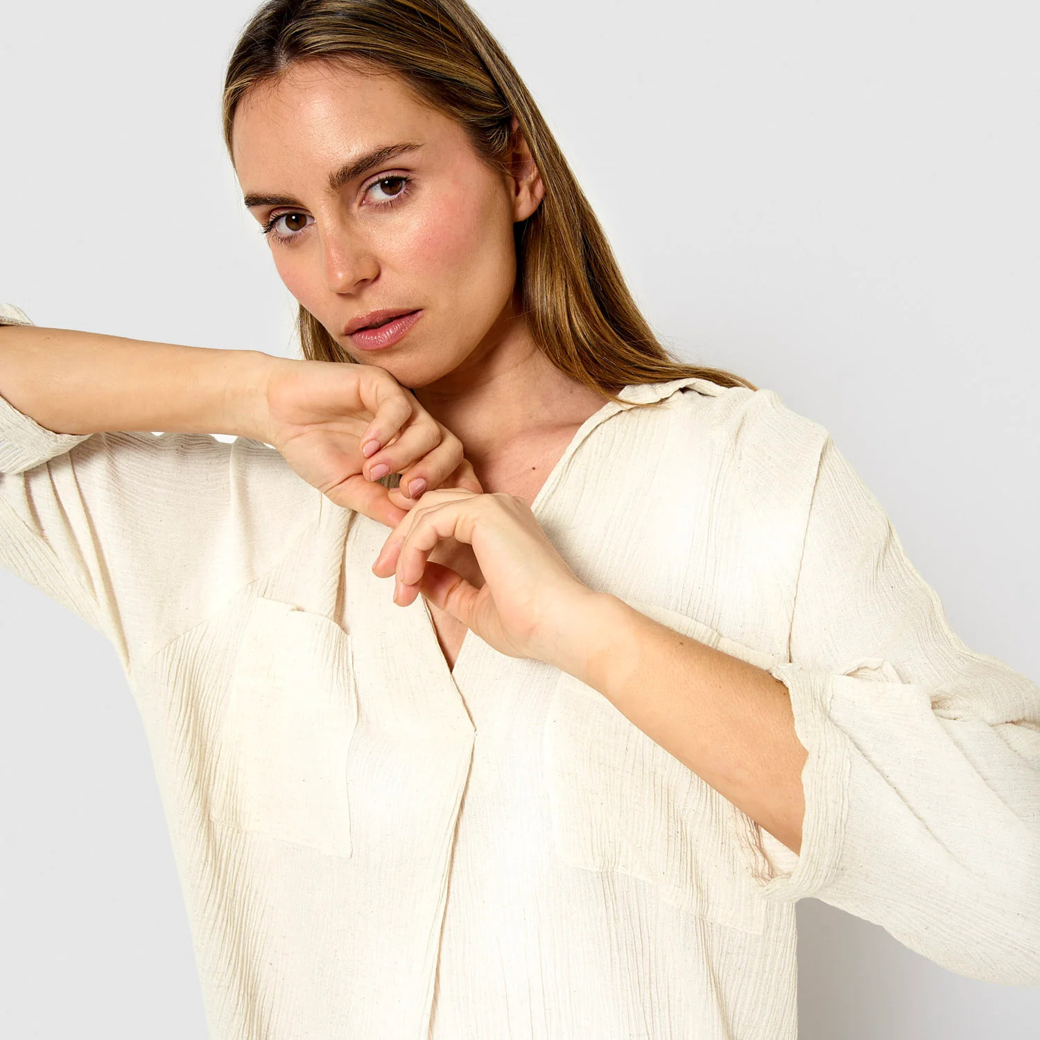 Vestido midi algodón lino natural