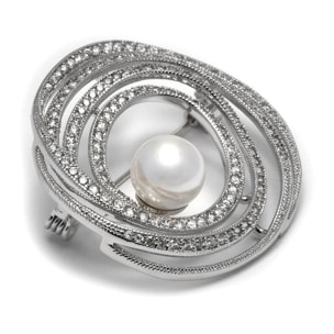 Broche con Circonita Brillante acabado plata