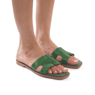 CIABATTINA H CON STRASS VERDE