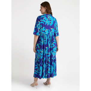 Fiorella Rubino - Vestito floreale in viscosa LENZING™ ECOVERO™ - Bluette
