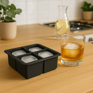 Bandeja de cubitos de hielo gris de tpe para bebidas frías capacidad para 4 cubitos 16x16x6cm