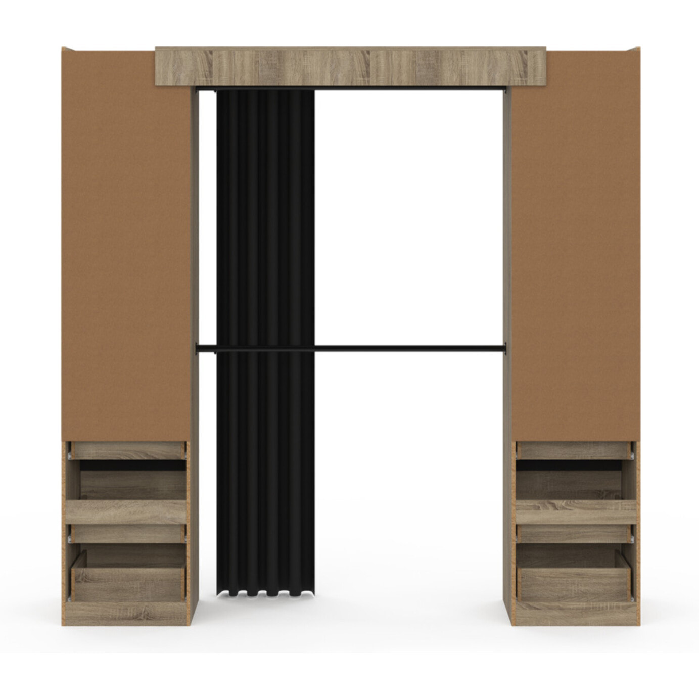 Dressing Justine extensible 120-180cm effet bois 6 tiroirs double colonne