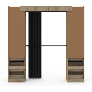 Dressing Justine extensible 120-180cm effet bois 6 tiroirs double colonne