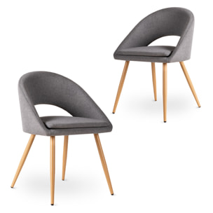 Pack 2 sillas de comedor gris oscuro reposabrazos salon tapizadas