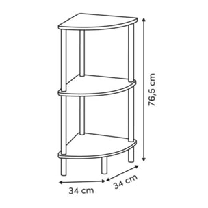 Etagère d'angle 3 niveaux Come 34x34x76,5cm