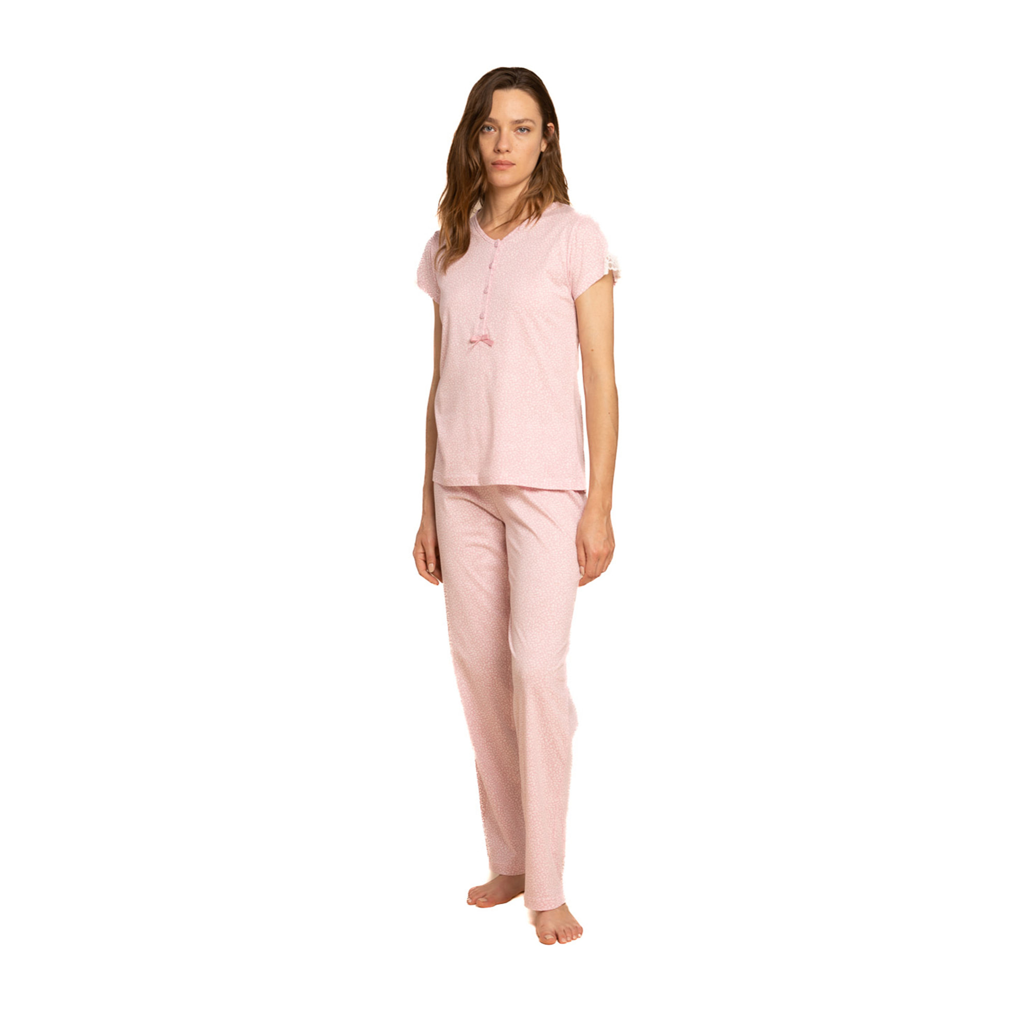 Pigiama donna top manica corta e pantalone lungo cotone maculino Noidinotte