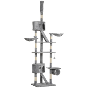 Arbre à chat design XXL réglable H.240-260 cm multi-équipement gris