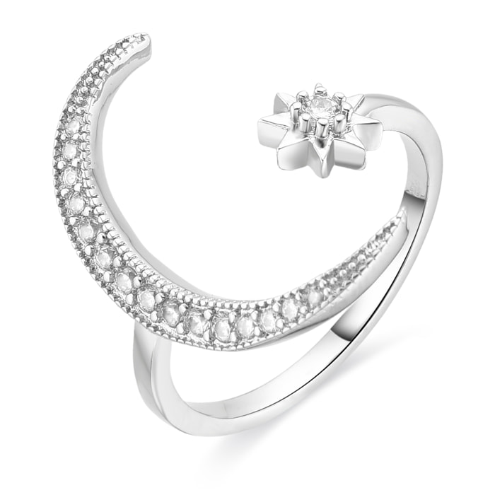 Anillo de Circonita Brillante acabado en rodio