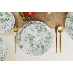 Set 6 piatti piani Jacquard in ceramica sottosmalto
