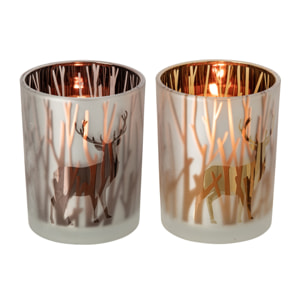 J-Line chandelier cerf - verre - marron/marron foncé - large - assortiment de 2