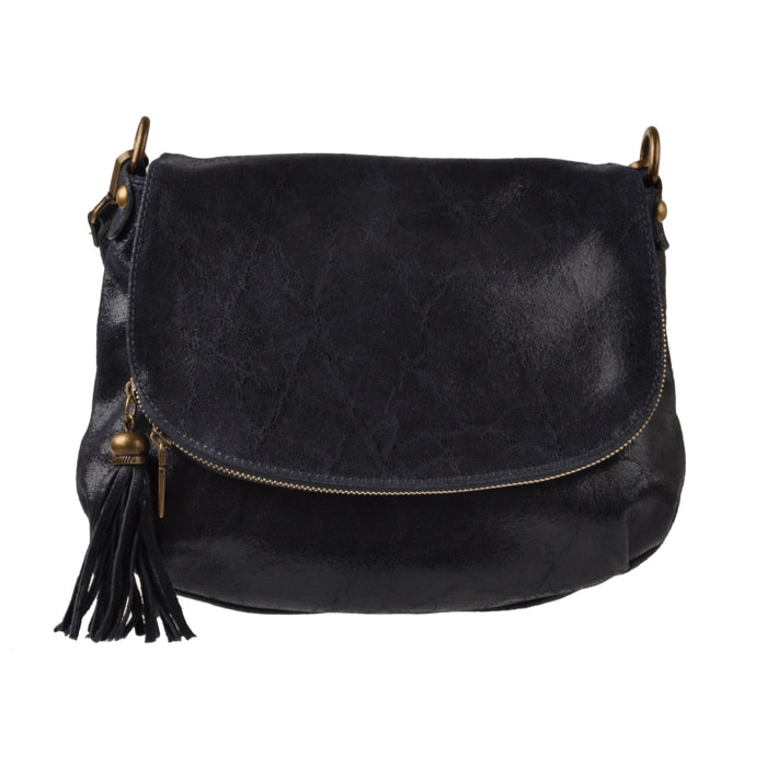 Borse Donna colore Blu-in pelle Made in Italy 31X24X6cm