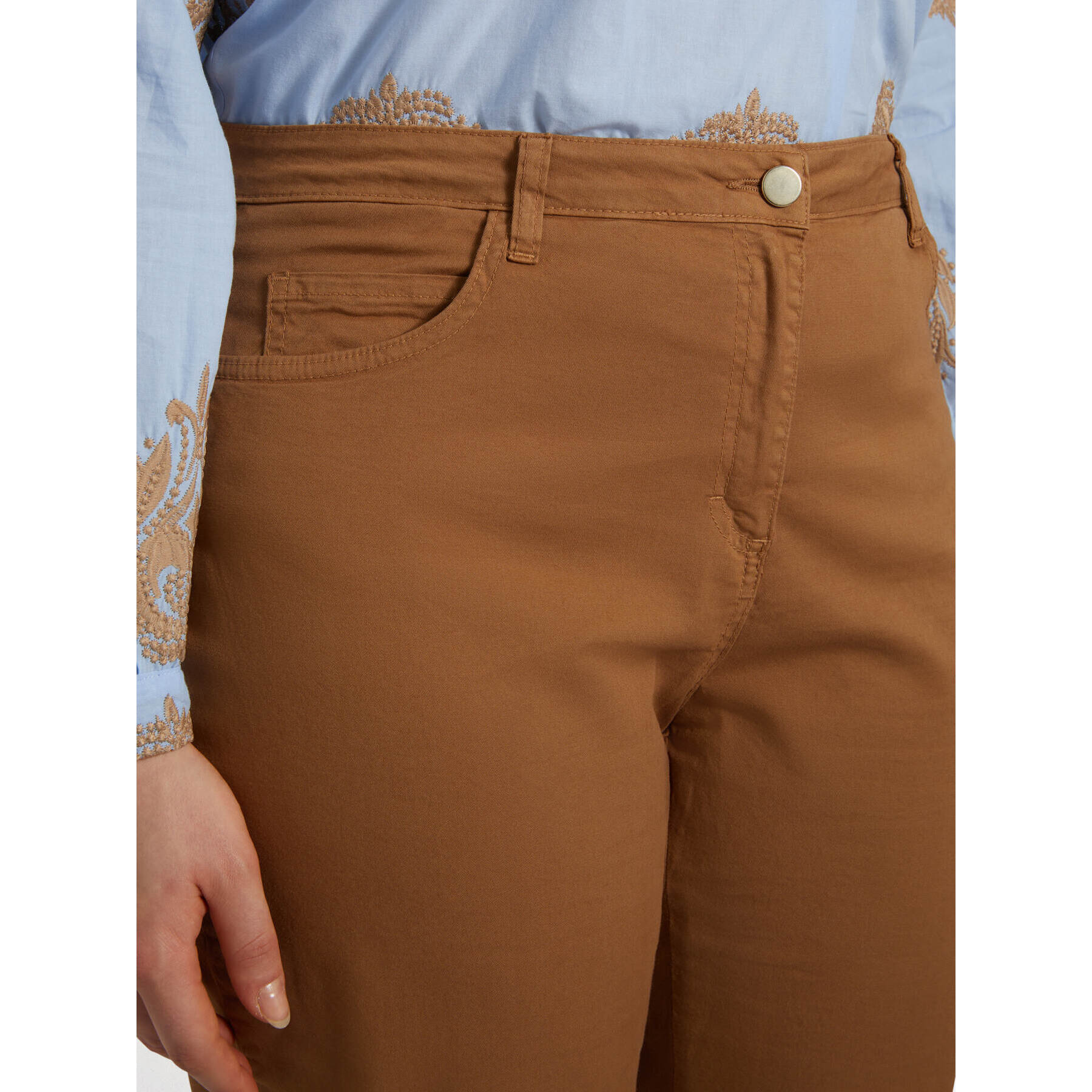 Fiorella Rubino - Pantalones rectos con vuelta - Marrón