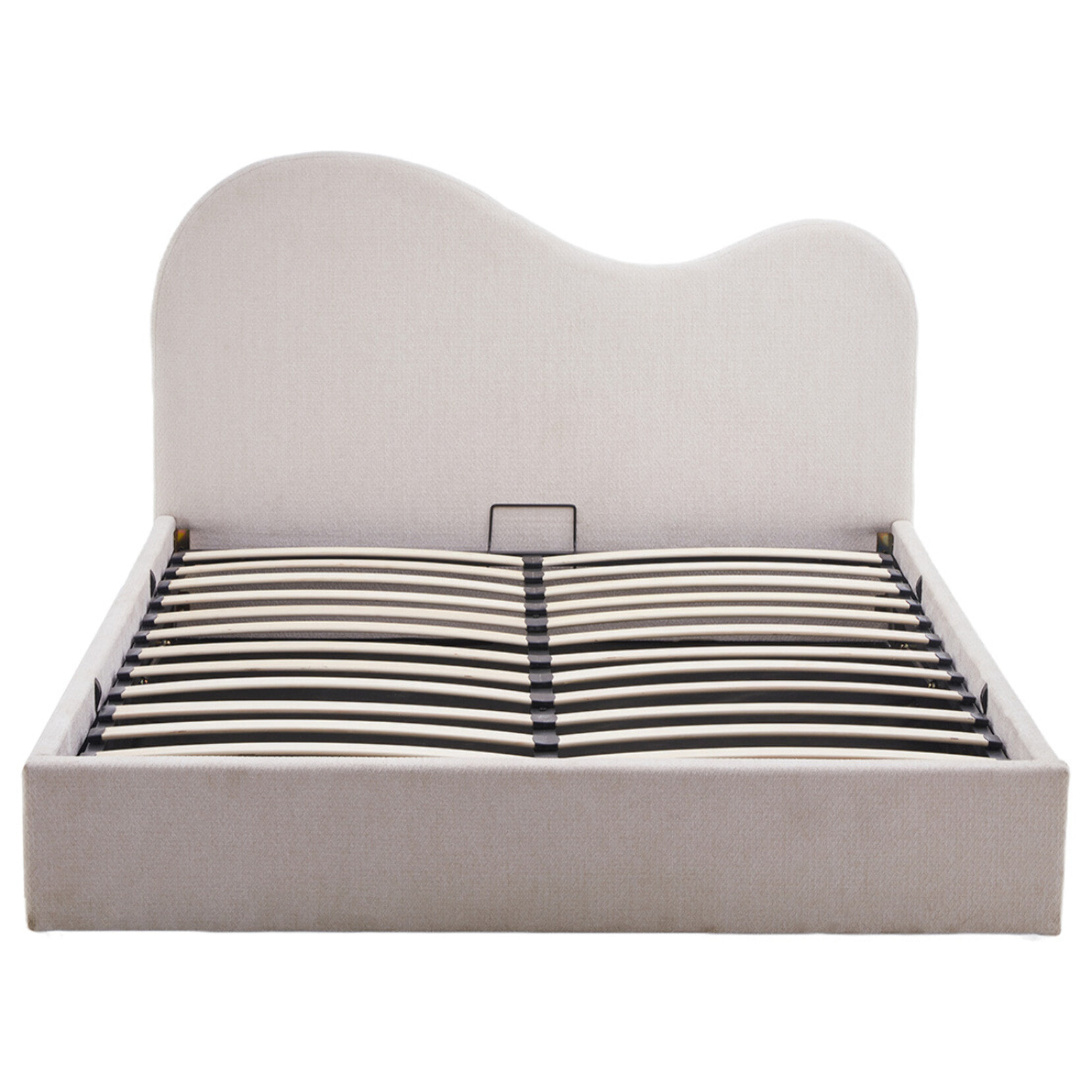 Lucas - lit coffre - 160x200 cm - en velours texturé - Beige