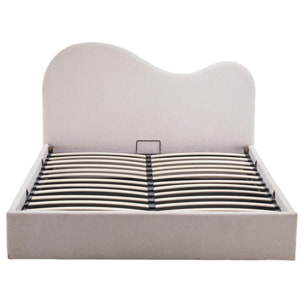 Lucas - lit coffre - 160x200 cm - en velours texturé - Beige
