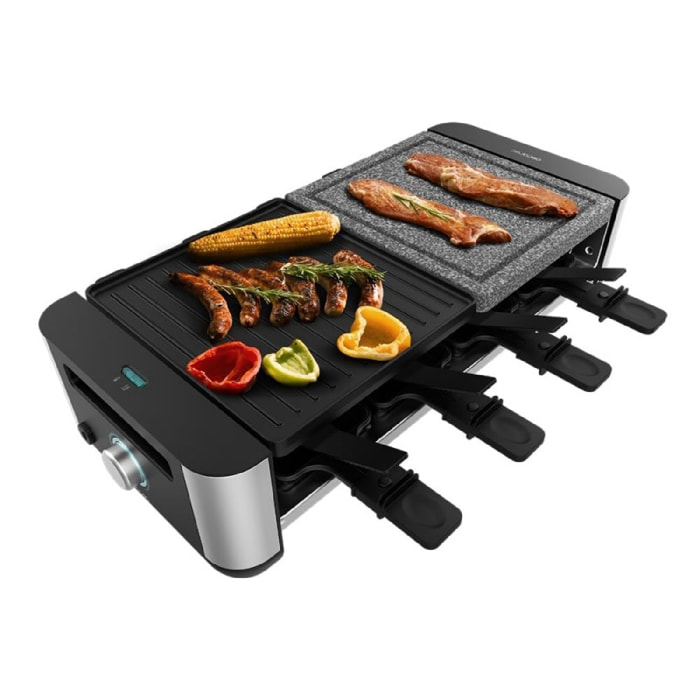 Cecotec Raclette Cheese&Grill 16000 Inox Mixgrill. 1400 W 8 Personas 2 Placa ant