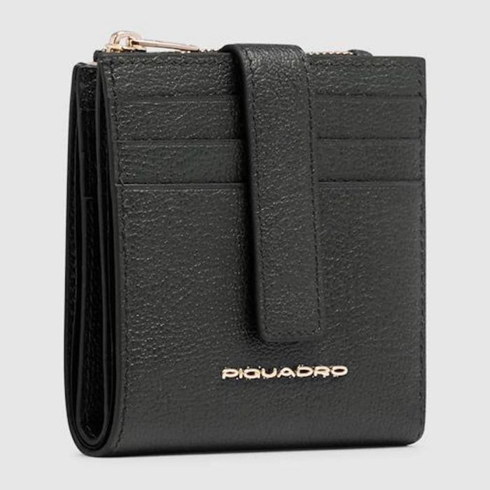 Piquadro Portacarte di credito in pelle con portamonete, schermato con protezione RFID