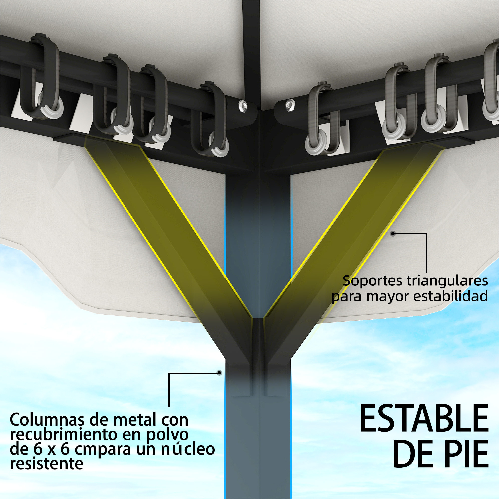 para Jardín 3x3,6 m, Pabellón de Jardín Gazebo con Doble Techo, 4 Paredes Laterales y Mosquitera, Estructura Metálica, Drenaje, Carpa para Exterior, Terraza, Patio, Gris Claro