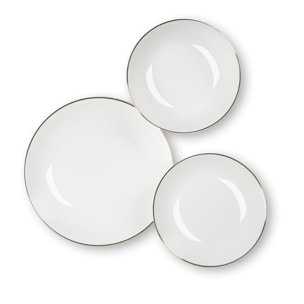 Service de table 18 pièces Excelsa – Golden, Porcelaine Blanc